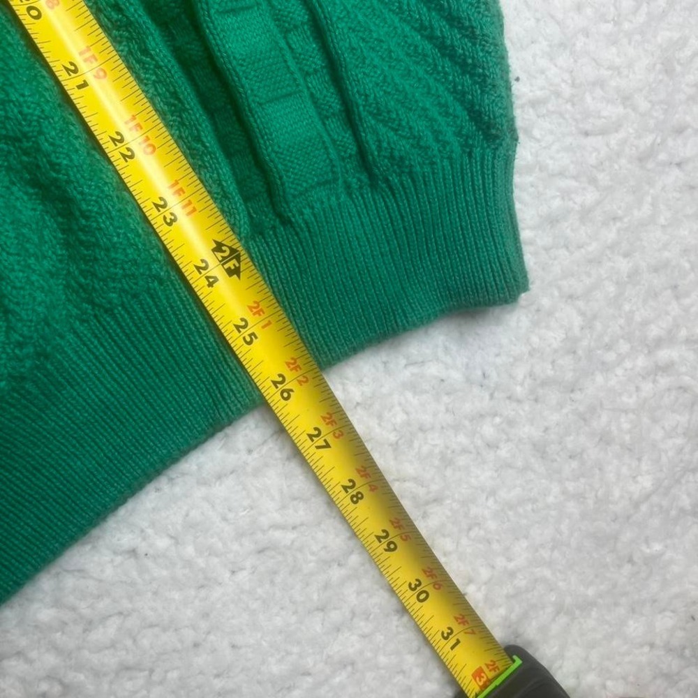 Vintage Blarney Woolen mills men green cable knit sweater fisherman Ireland L - Picture 7 of 7